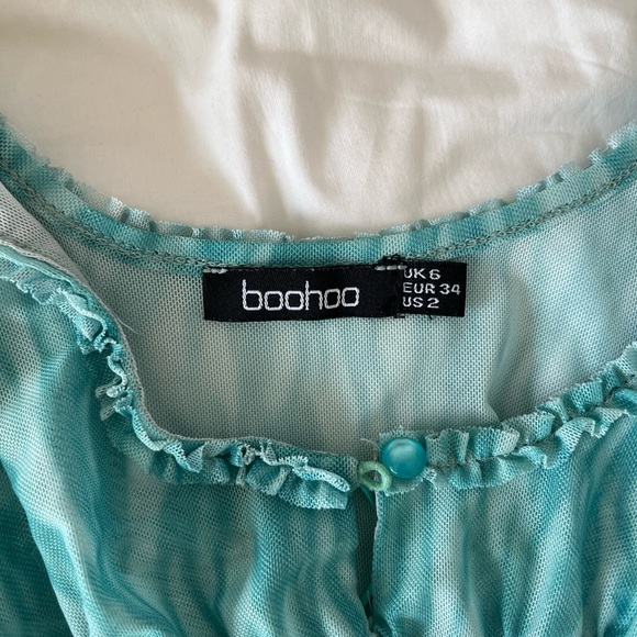 Boohoo Green Mesh Corset Top - Picture 8 of 14